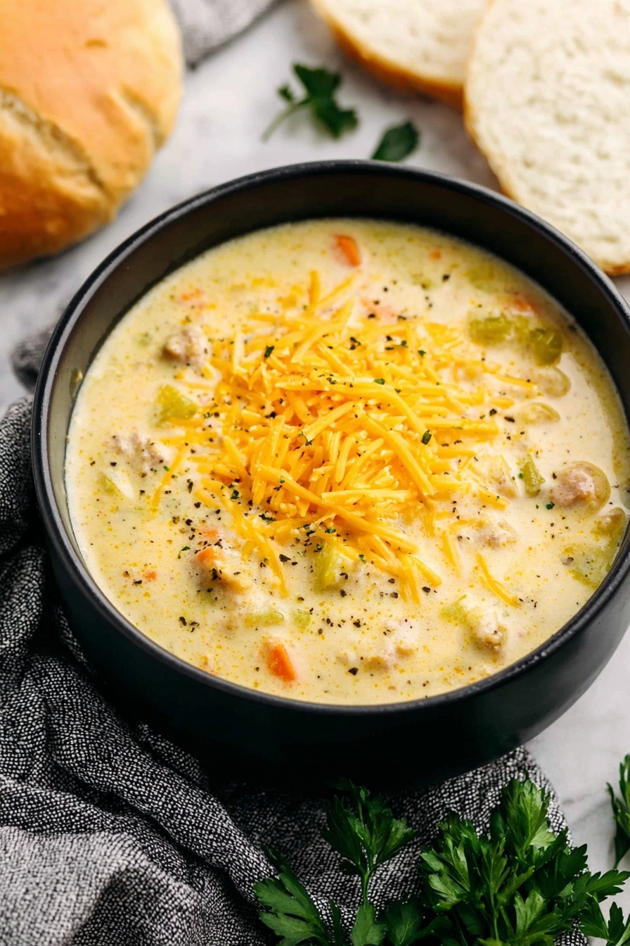 Cheeseburger Soup - Serving Suggestion