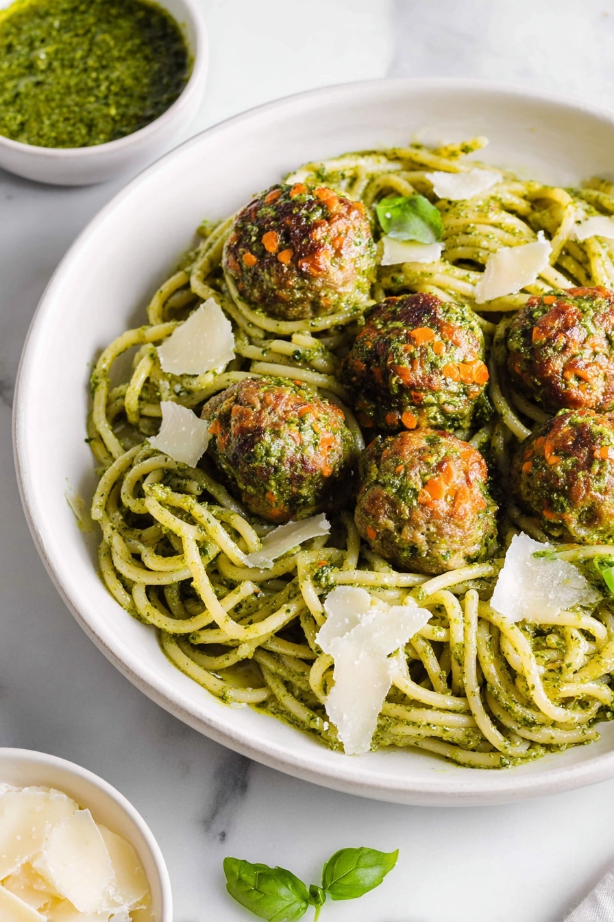 Chicken Pesto Meatballs - Serving Suggestion
