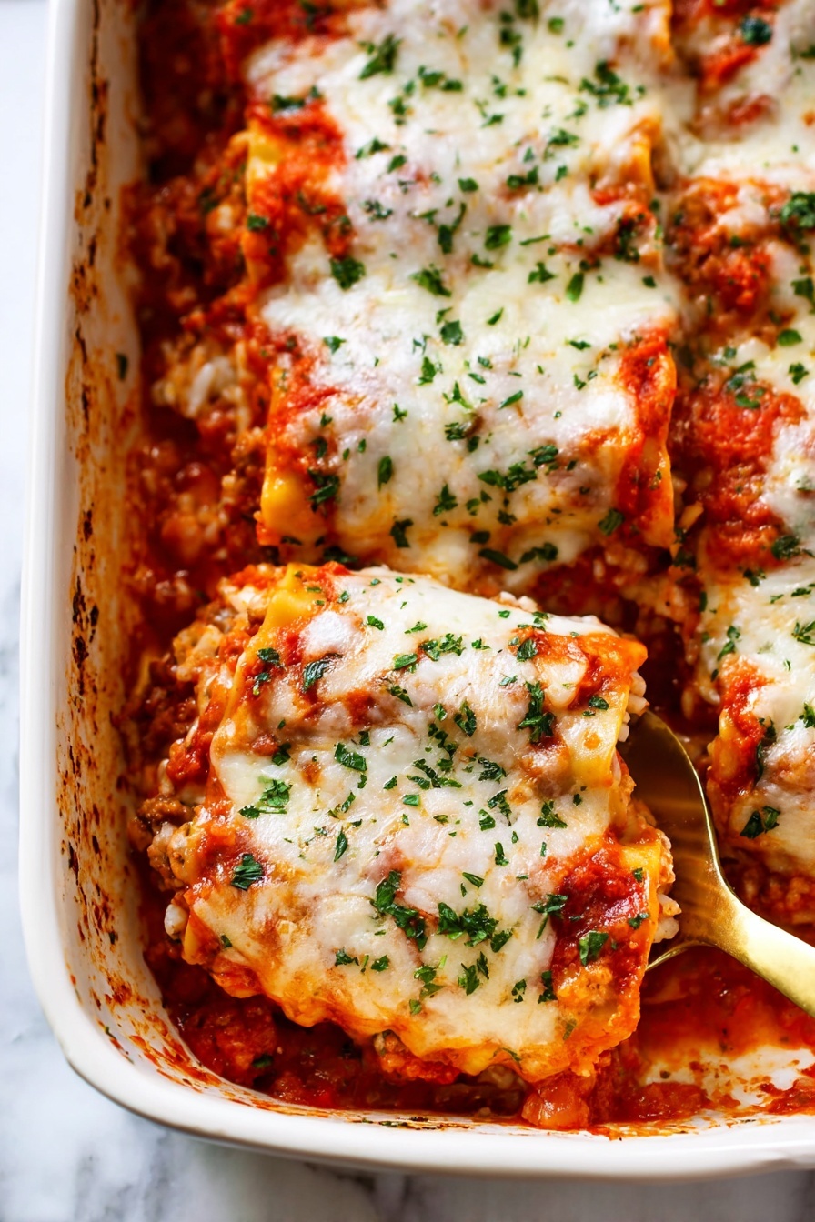 This image shows a close-up of a lasagna piece being lifted with a golden fork from a white baking dish. The lasagna has three main layers: a bottom layer of pasta noodles that are light yellow with a slightly wavy texture, a middle layer packed with a rich red tomato sauce mixed with brown cooked meat, and a top layer covered in melted white cheese that stretches as the piece is lifted. Green chopped herbs are sprinkled over the cheese, adding a fresh touch. The dish sits on a white marbled surface, and the lighting highlights the gooey texture and vibrant colors of the lasagna photo taken with an iphone --ar 2:3 --v 7