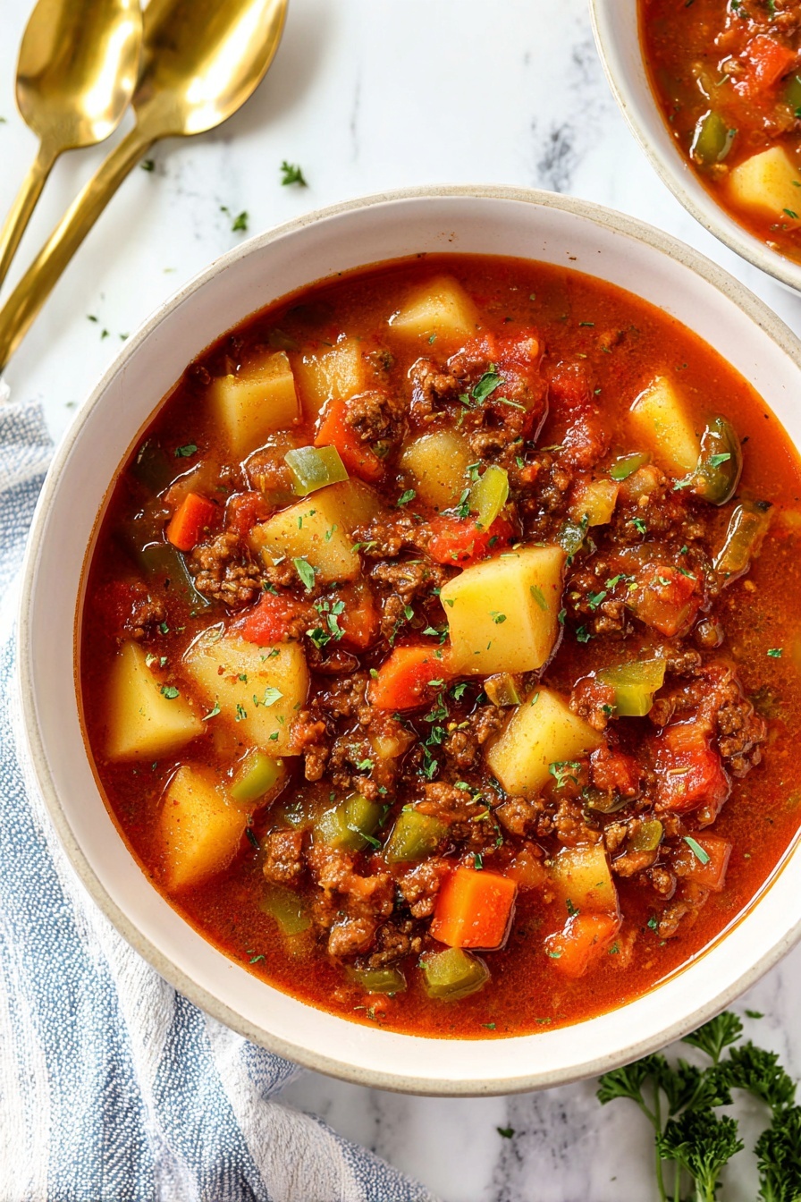 Hearty Hamburger Soup - Serving Suggestion