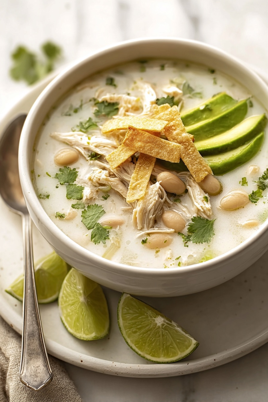 White Chicken Chili Verde - Serving Suggestion