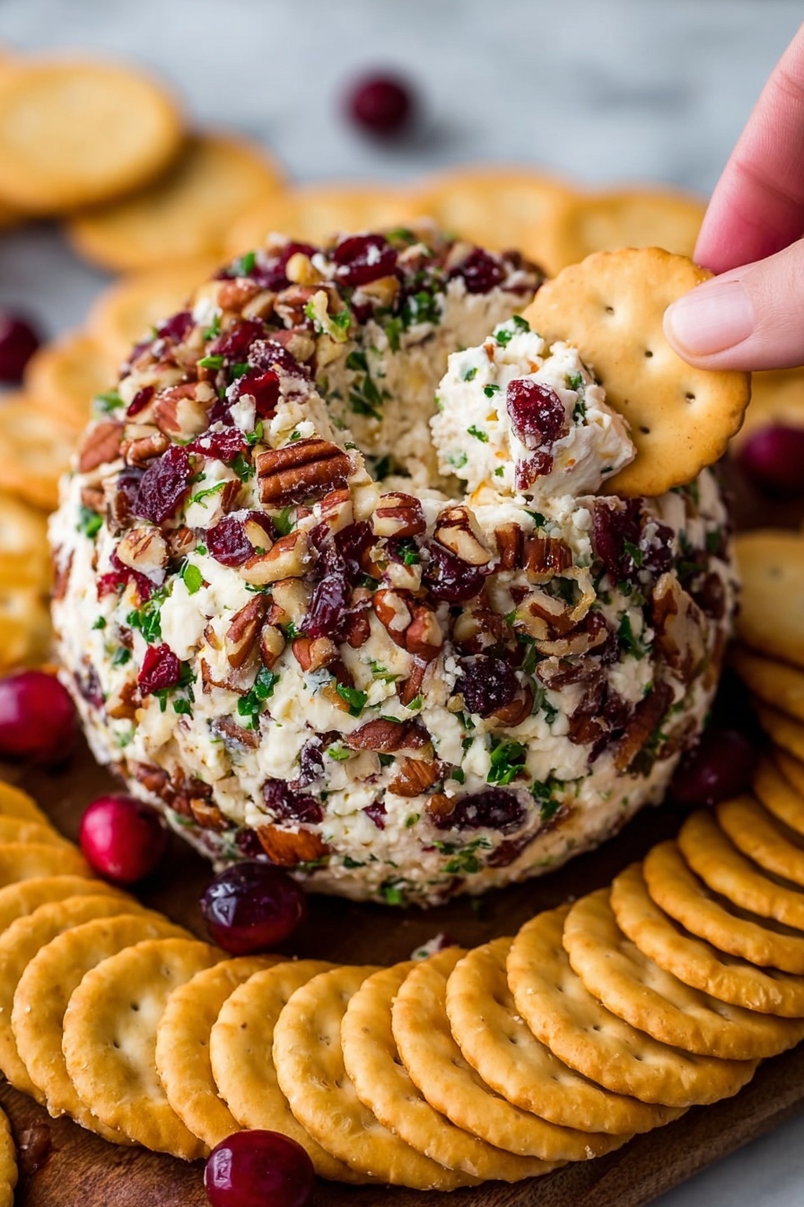 Cranberry Pecan Cheese Ball - Serving Suggestion
