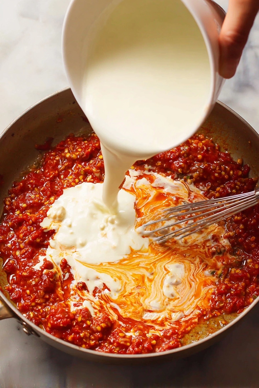 A white bowl filled with creamy orange pasta made with penne noodles, each piece coated smoothly in a thick sauce. On top, there are thin green strips of fresh basil and a light sprinkling of grated white cheese, adding texture and color contrast. The bowl sits on a gray cloth napkin with a fork and knife placed beside it on a white marbled surface. In the background, there is a small clear glass cup with fresh green basil leaves. photo taken with an iphone --ar 2:3 --v 7