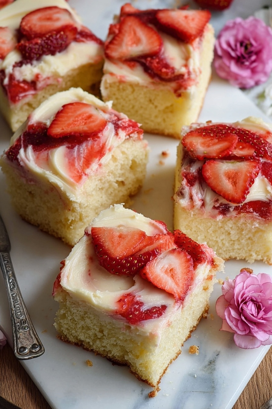 The image shows a square metal baking pan placed on a white marbled surface. Inside the pan, there is a thick cream-colored base layer with a smooth texture. On top of this base, four uneven red sauce blobs are spread, each a bit round and glossy with a slightly thick consistency, placed somewhat evenly across the surface. The light casts soft shadows, highlighting the smoothness of the cream layer and the shine of the red sauce. Photo taken with an iphone --ar 2:3 --v 7