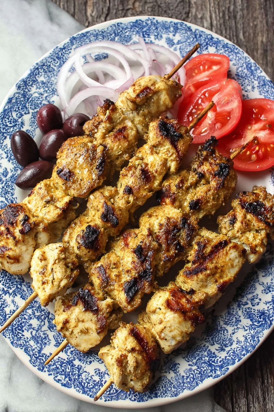Five wooden skewers are placed inside a white oval plate, each holding pieces of raw light pink chicken marinated with visible herbs and small bits of garlic, giving the chicken a slightly wet and shiny texture. The chicken pieces are irregular in shape and tightly packed on the skewers, glistening with a light layer of oil that spreads a golden tone around them on the plate. The plate is set on a smooth white marbled surface, its simple clean look emphasizing the color and texture of the marinated chicken. photo taken with an iphone --ar 2:3 --v 7