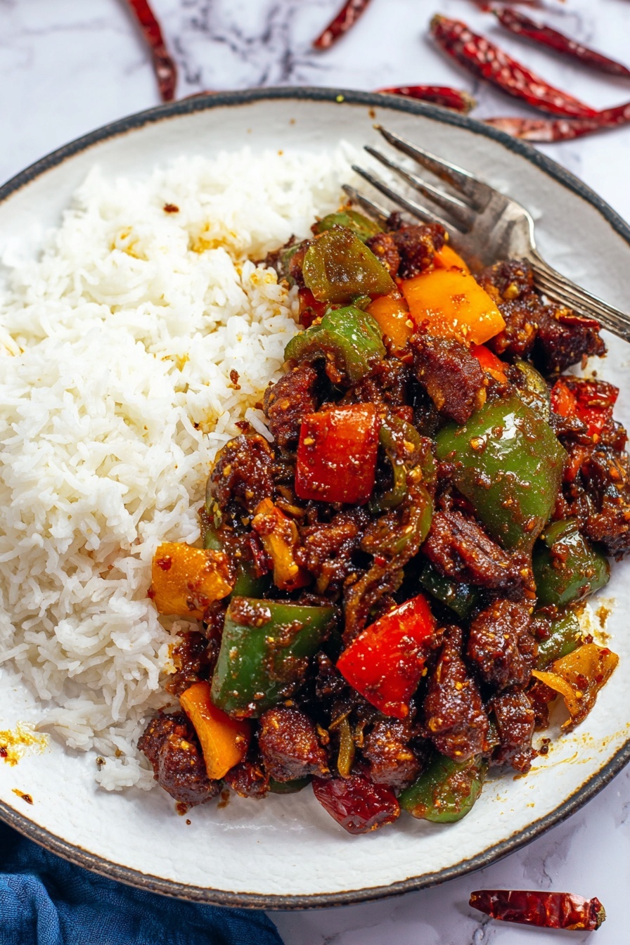 The image shows two side-by-side views of a black wok with silver handles placed on a white marbled surface. In the left view, there are bite-size pieces of cooked golden brown chicken scattered in the center of the wok, with some browning visible on the pieces. In the right view, the wok contains chopped bell peppers in bright green and vibrant orange colors evenly spread in the middle. The wok’s interior has a subtle honeycomb texture, adding detail to the cooking surface. Photo taken with an iphone --ar 2:3 --v 7