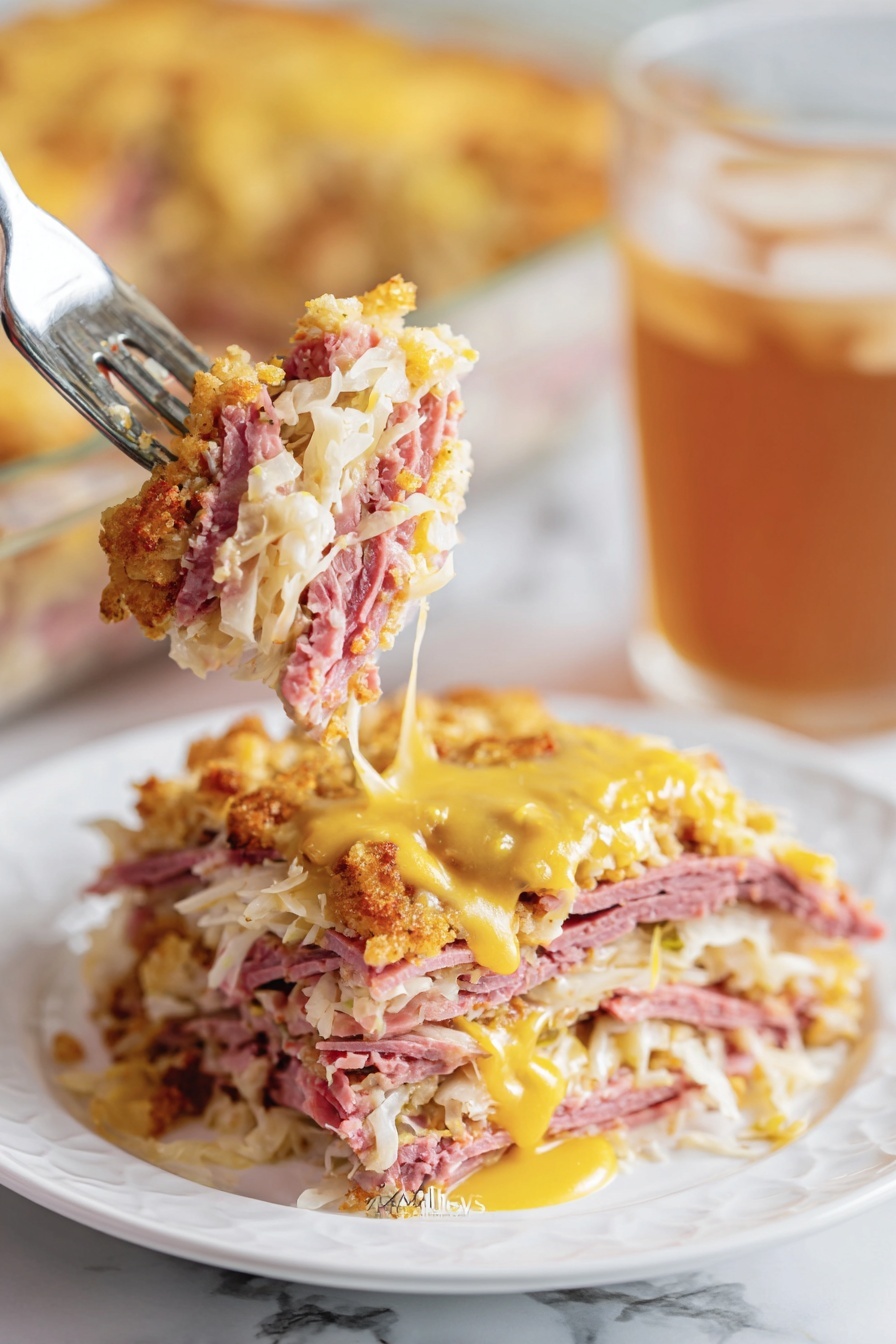 A clear rectangular glass dish sits on a white marbled surface. Inside, the dish shows multiple layers: the bottom is a red sauce layer visible through the sides, topped with a textured mixture of light-colored ingredients and scattered green pepper rings. The whole top is thickly covered with pale yellow shredded cheese, unevenly spread but covering the entire surface. The dish is neat and ready for baking, with the cheese layer being the thickest and most prominent. Photo taken with an iphone --ar 2:3 --v 7